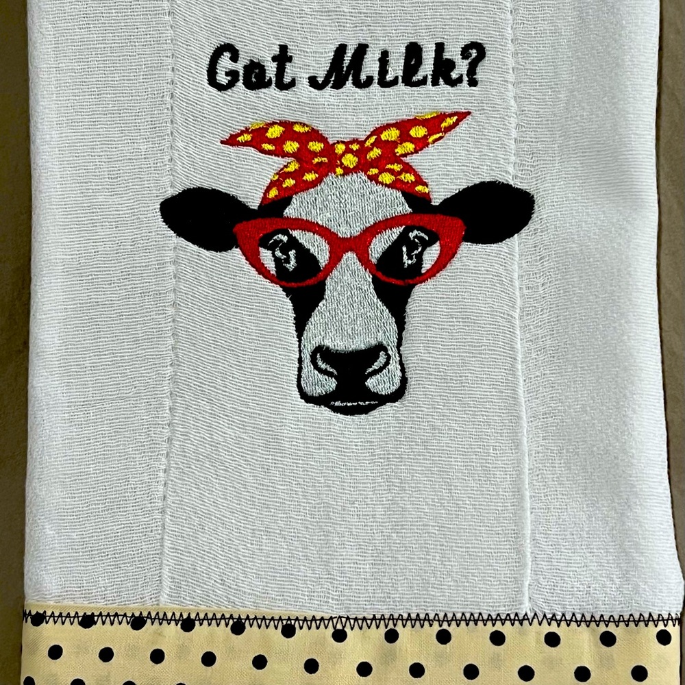 Embroidered Cow Burp Cloth